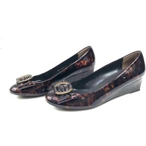 Stuart Weitzman Cognac Brown Tartaruga Wedge Pump